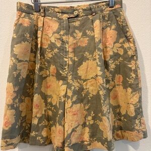 Ralph Lauren Vintage Floral Wide Leg Cuffed Hem Shorts